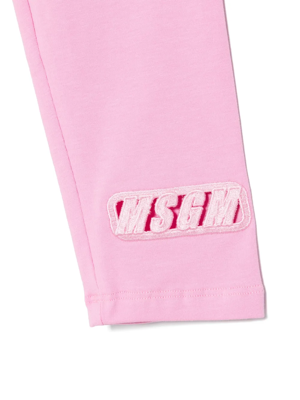 Shop Msgm Logo-embroiderde Leggings In Pink