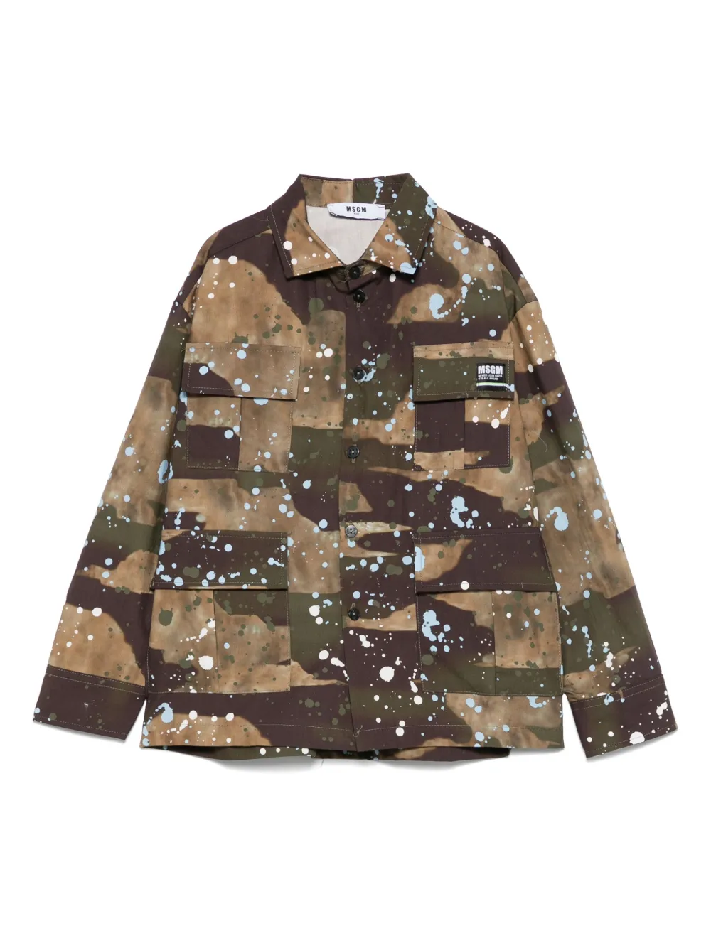 Msgm Camouflage-print Shirt In Green