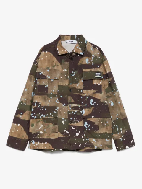 MSGM Kids chemise à imprimé camouflage