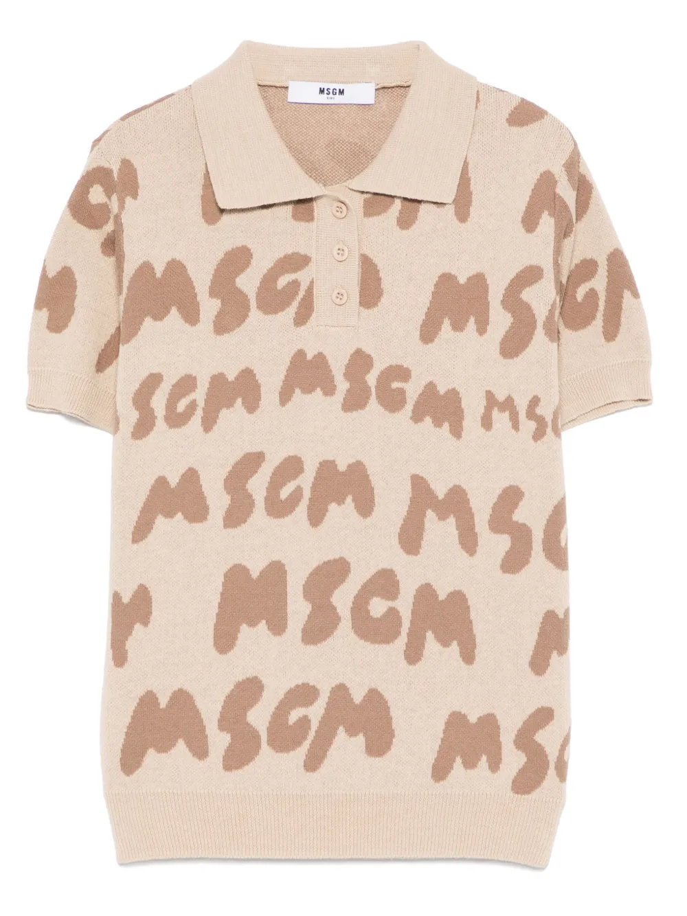 MSGM Kids Poloshirt met jacquard Beige