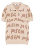 MSGM Kids logo-jacquard polo shirt - Neutrals