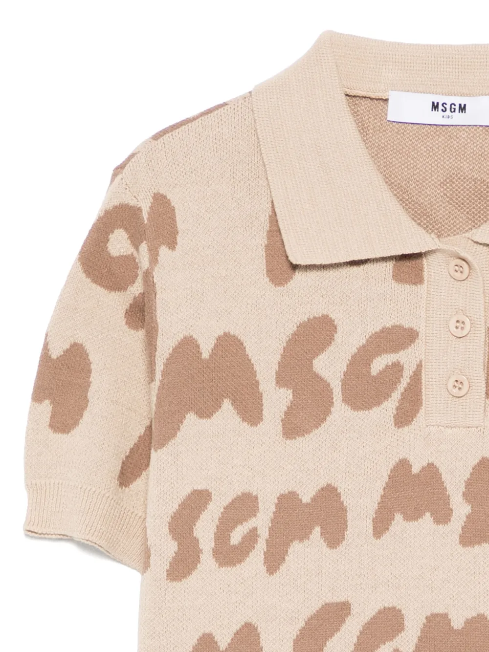 MSGM Kids Poloshirt met jacquard Beige