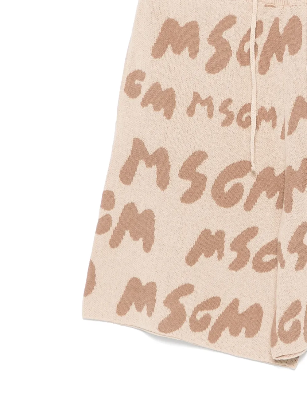 MSGM Kids Shorts met logo jacquard Beige