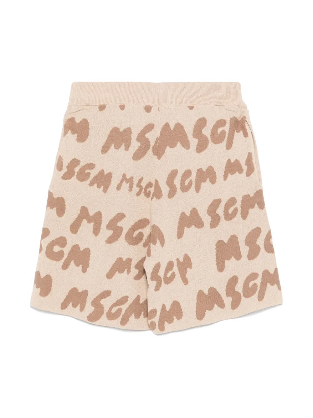MSGM Kids Shorts met logo jacquard Beige
