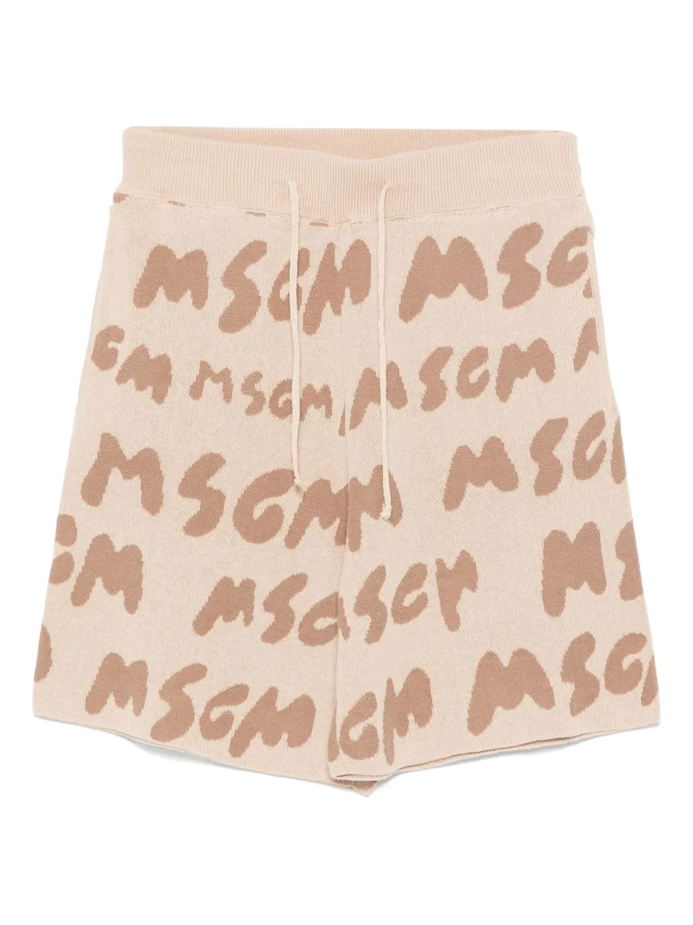 MSGM Kids Shorts met logo jacquard Beige