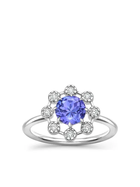 Dinny Hall anillo Celandine en oro blanco de 14kt con diamantes y tanzanita