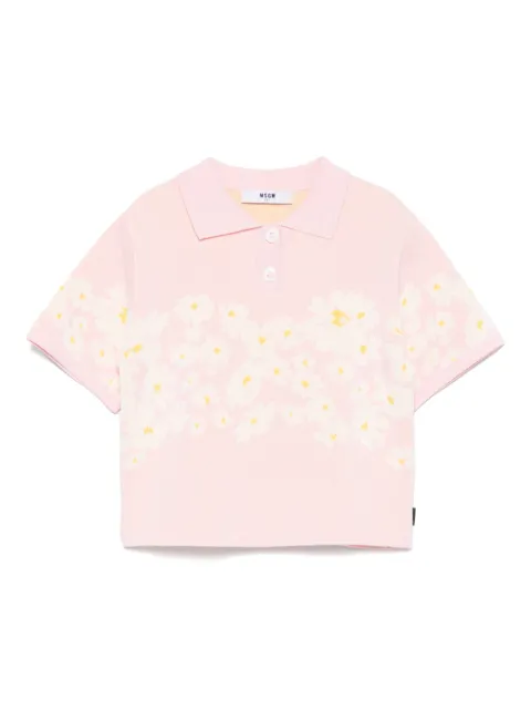 MSGM Kids floral-intarsia polo shirt