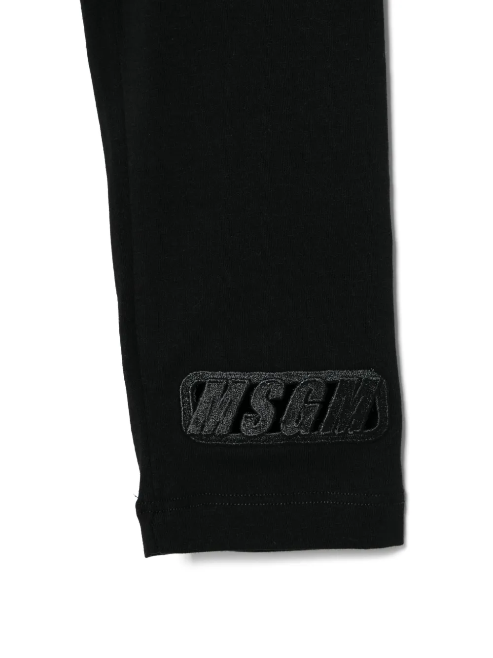 Shop Msgm Logo-embroidered Leggings In Black