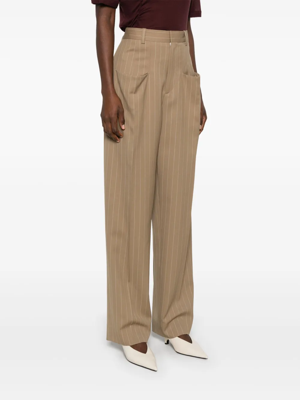 Victoria Beckham Gestreepte broek Beige