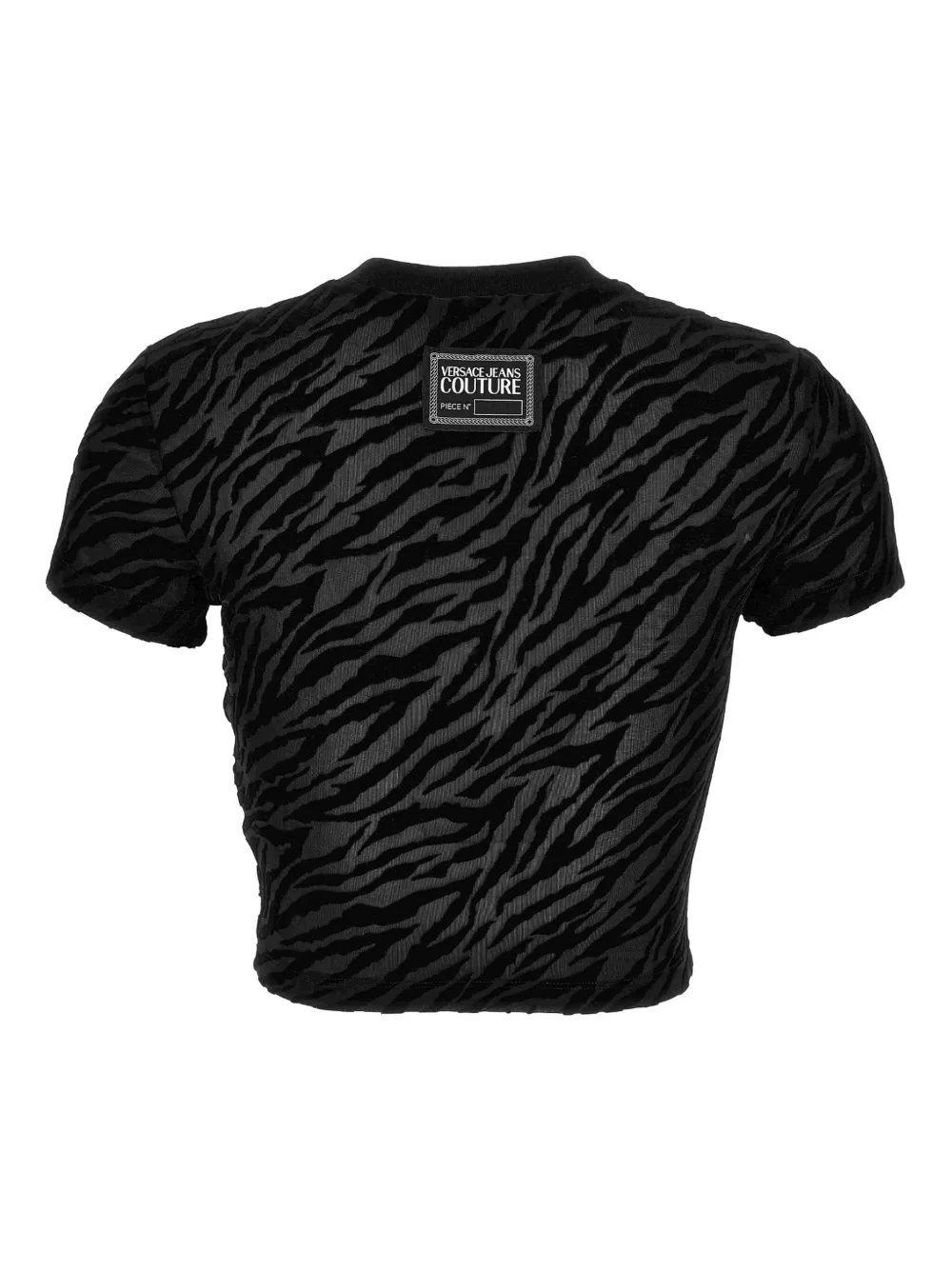 Versace Jeans Couture Cropped Zebra Burnout Tee In Black
