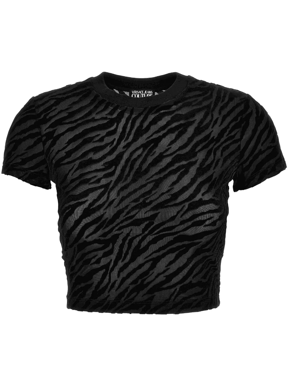 Versace Jeans Couture Cropped Zebra Burnout Tee In Black
