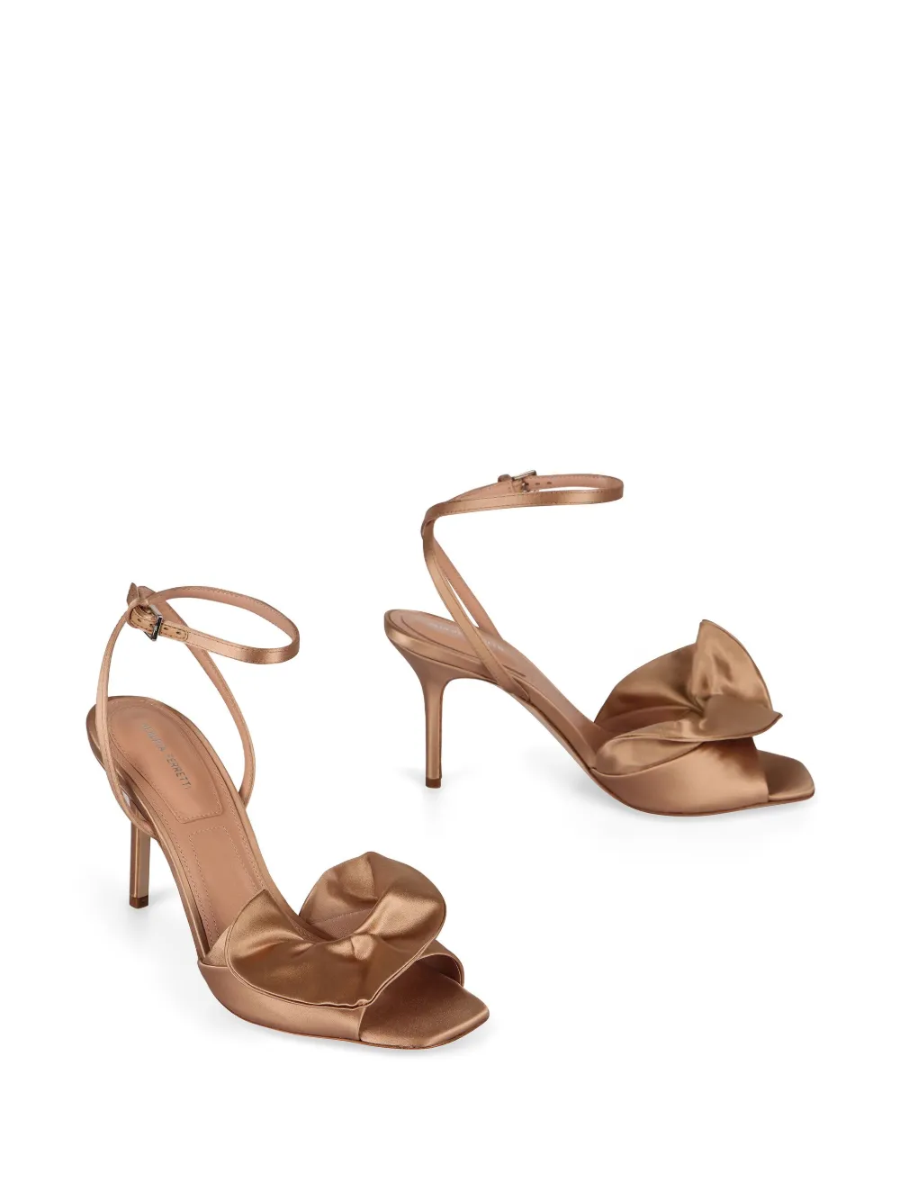 Alberta Ferretti ruffled satin sandals Neutrals