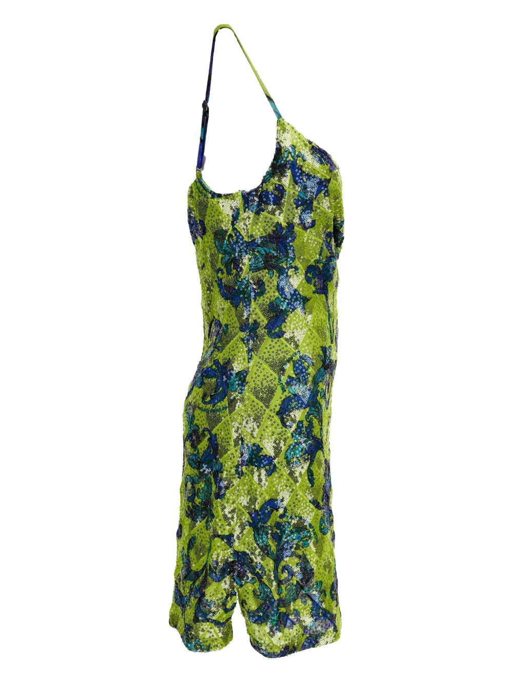 Versace Jeans Couture Fitted Green Dress With Floral Patterns In Green