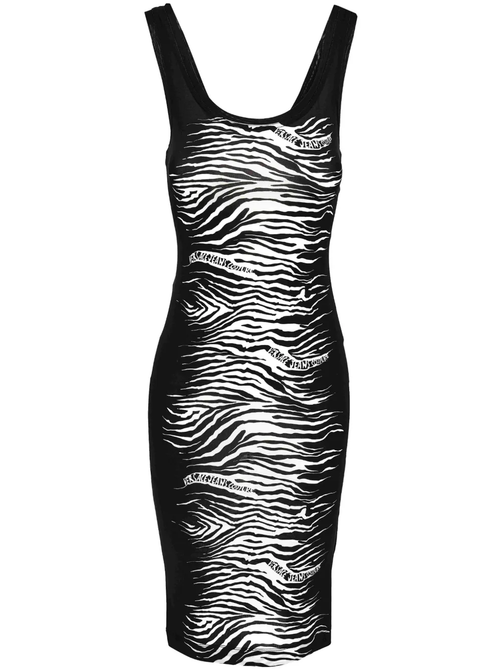 Versace Jeans Couture Midi-jurk met zebraprint Zwart
