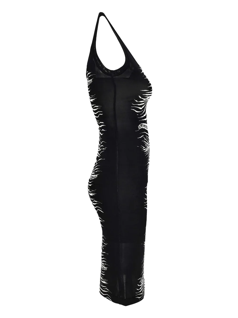 Versace Jeans Couture Zebra-print Midi Dress In Black
