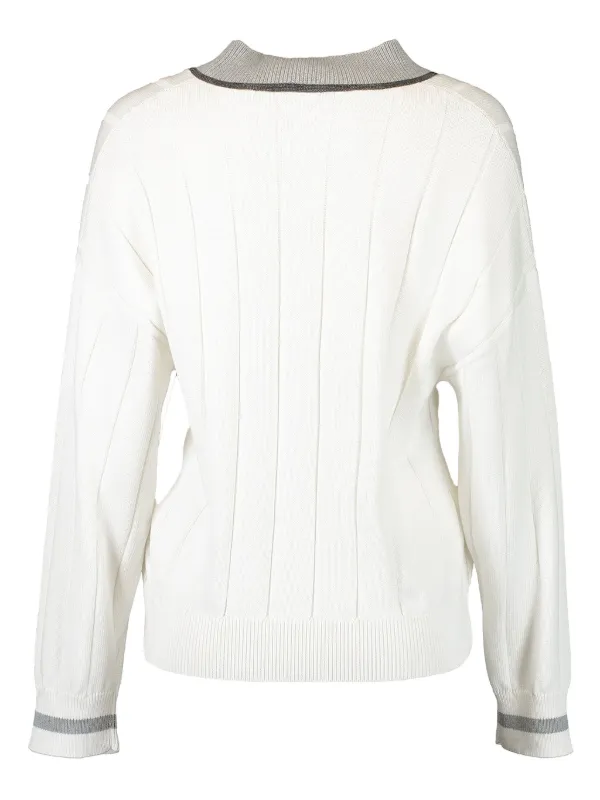 Brunello Cucinelli Monili-trim Sweater | White | FARFETCH