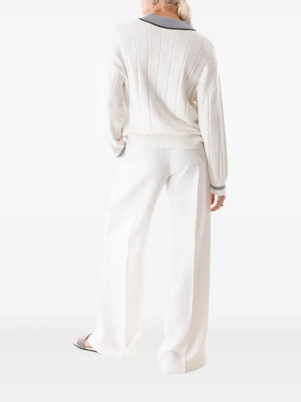 Brunello Cucinelli Monili-trim Sweater | White | FARFETCH
