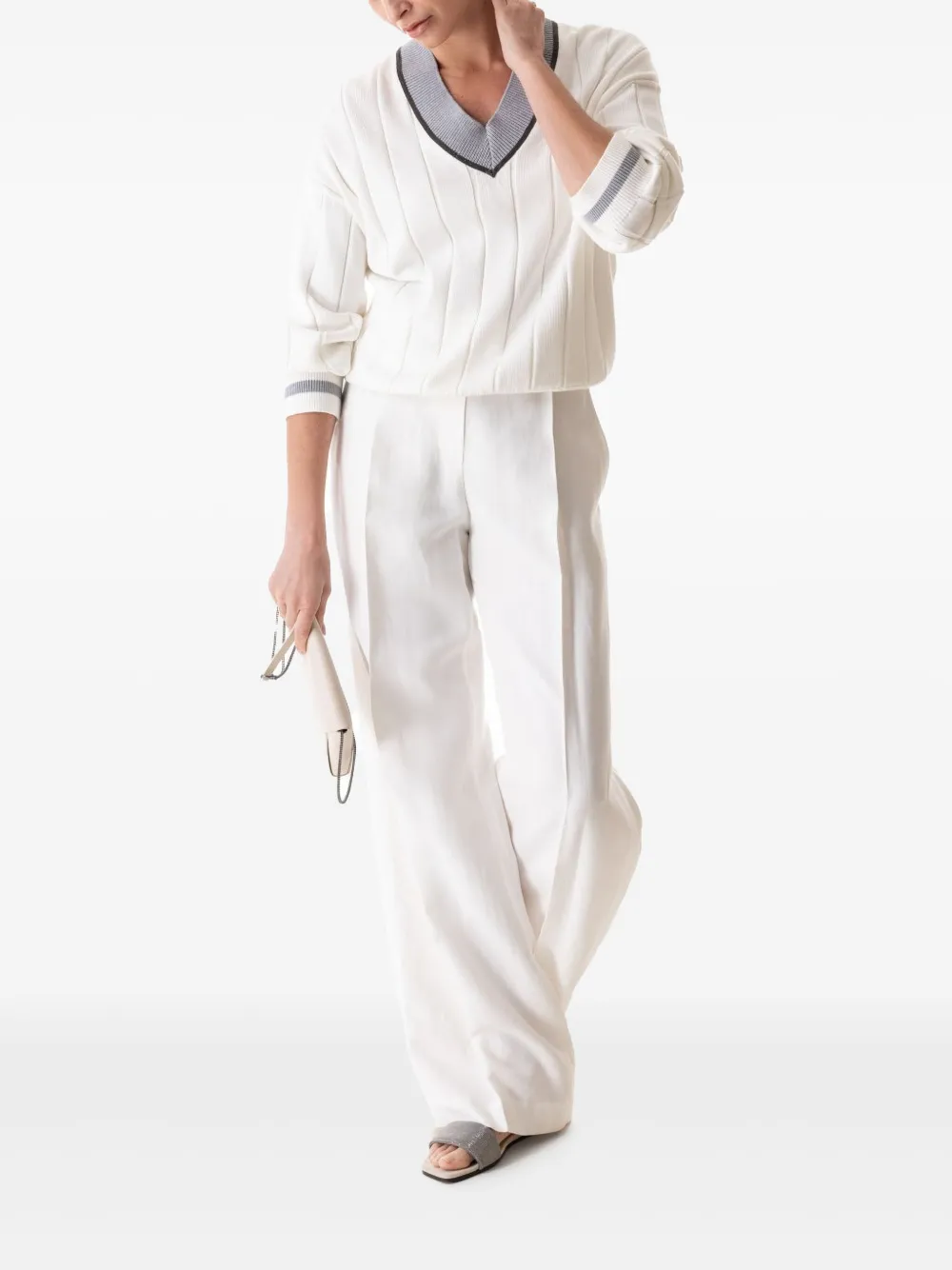 Brunello Cucinelli Trui met monili afwerking Wit