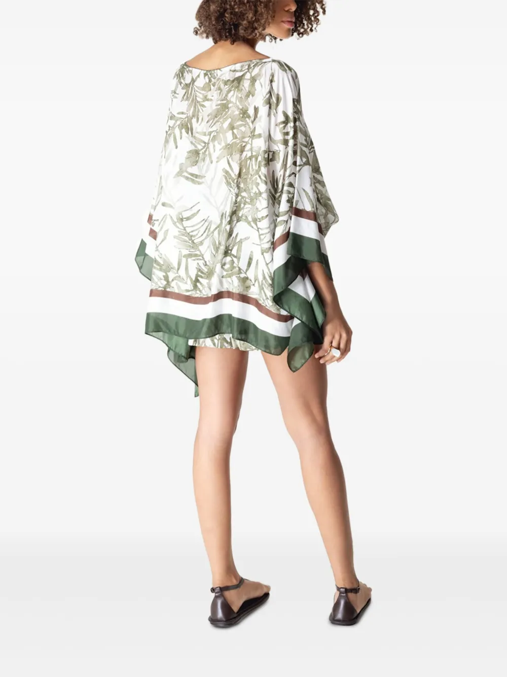 Brunello Cucinelli Silk Pongee Herbarium Print Blouse In Neutrals
