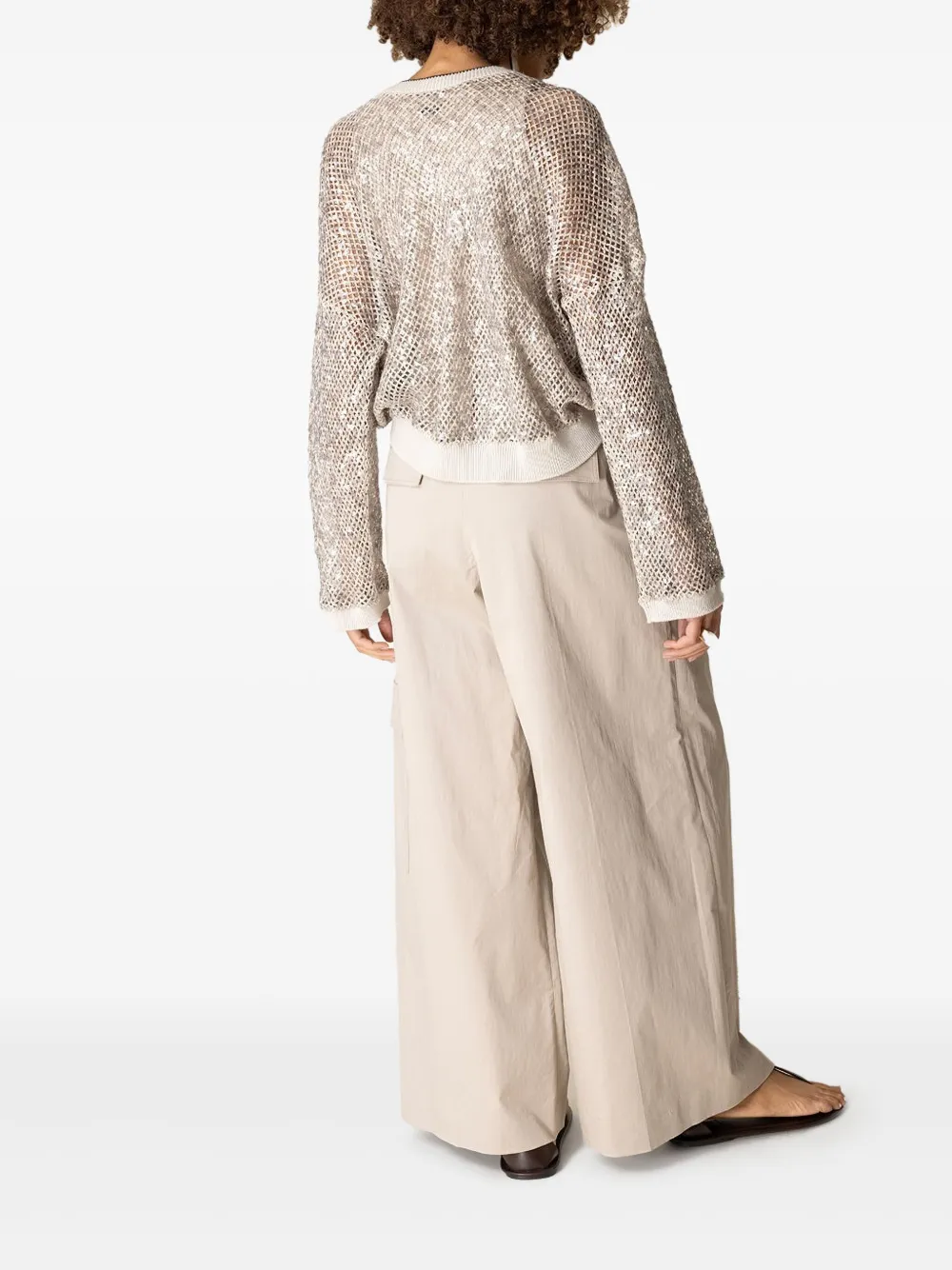 Brunello Cucinelli Opengebreide trui met metallic afwerking Grijs