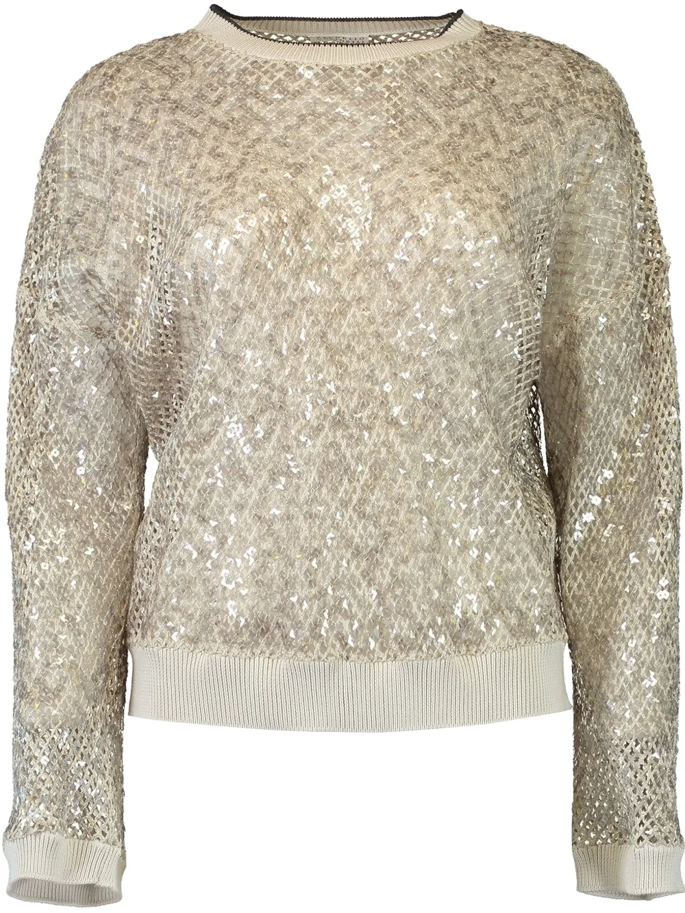 Brunello Cucinelli Opengebreide trui met metallic afwerking Grijs