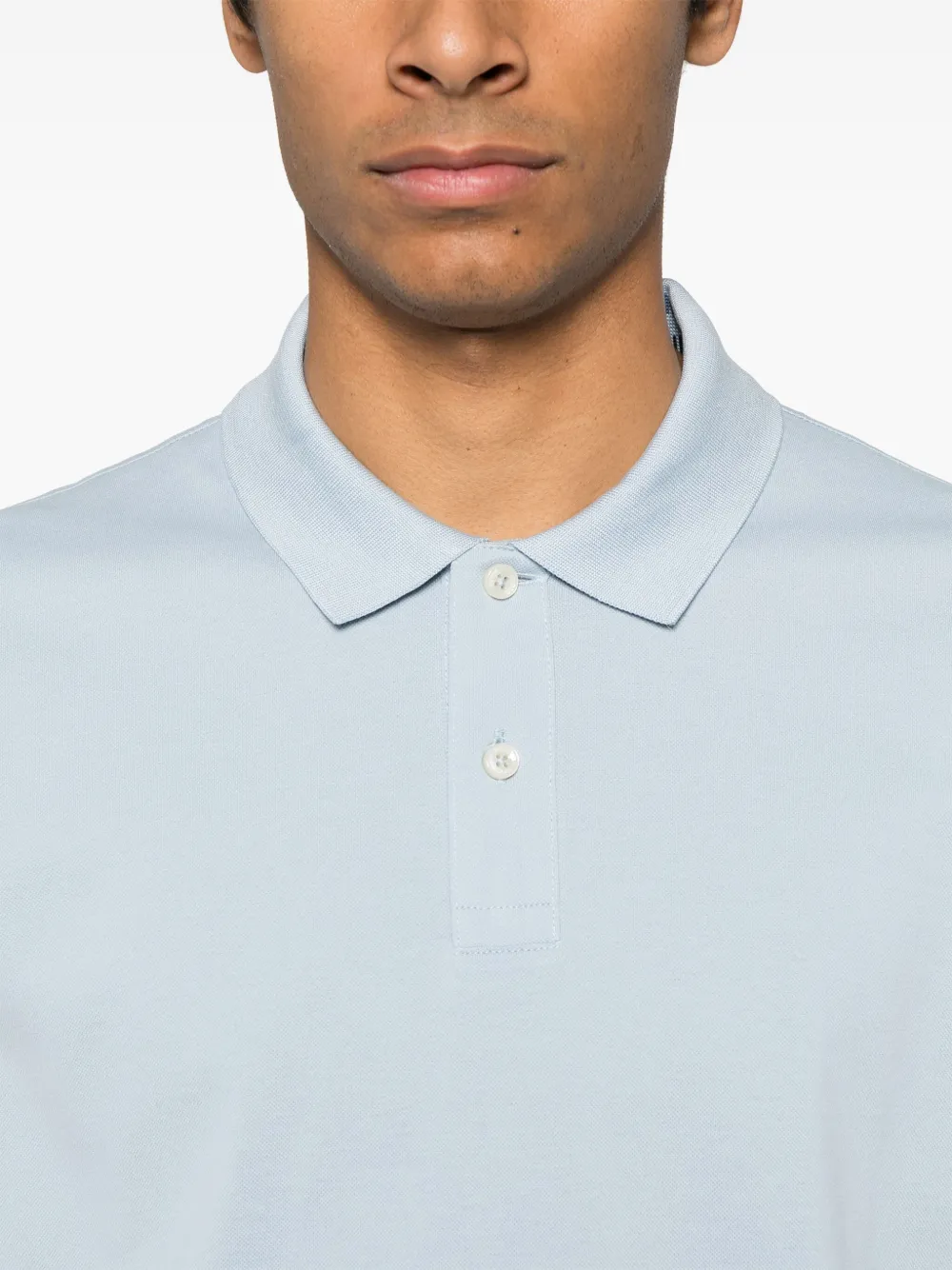 BOSS Poloshirt met gestreepte afwerking Blauw