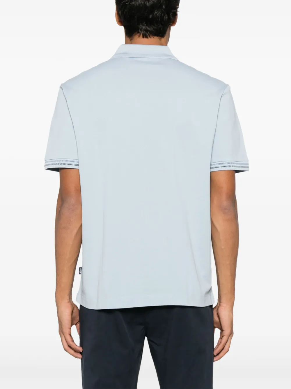 BOSS Poloshirt met gestreepte afwerking Blauw