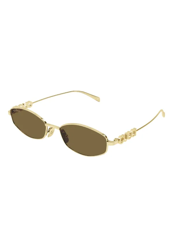 GUCCI ゴールドフレーム オーバル サングラス Gucci Eyewear オーバルフレーム サングラス | ゴールドトーン