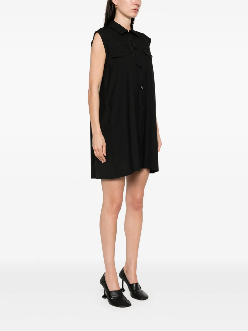 sacai Mouwloze mini-jurk Zwart