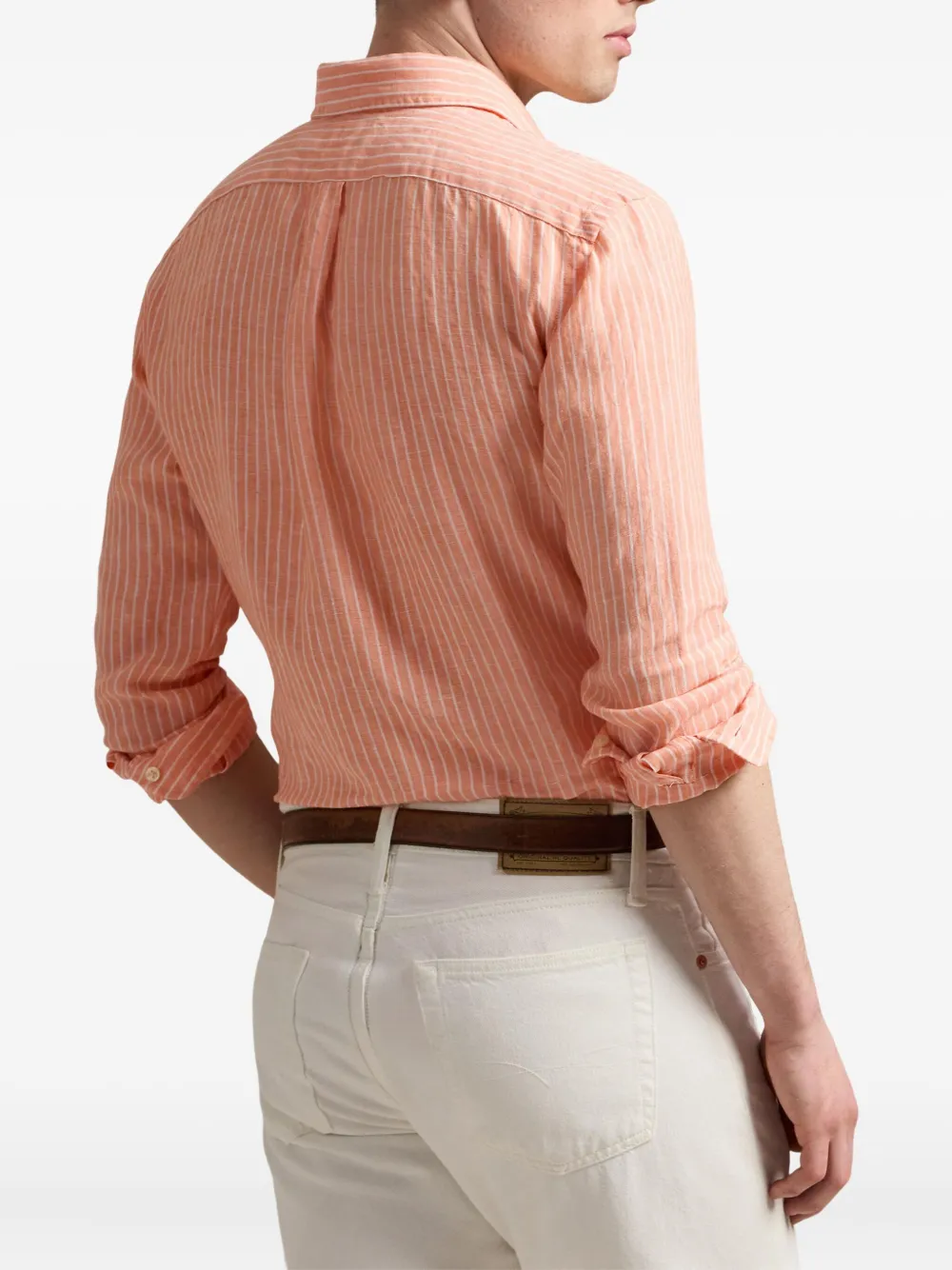 Polo Ralph Lauren Gestreept linnen overhemd Oranje