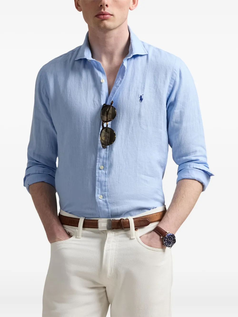 Polo Ralph Lauren Linnen overhemd Blauw
