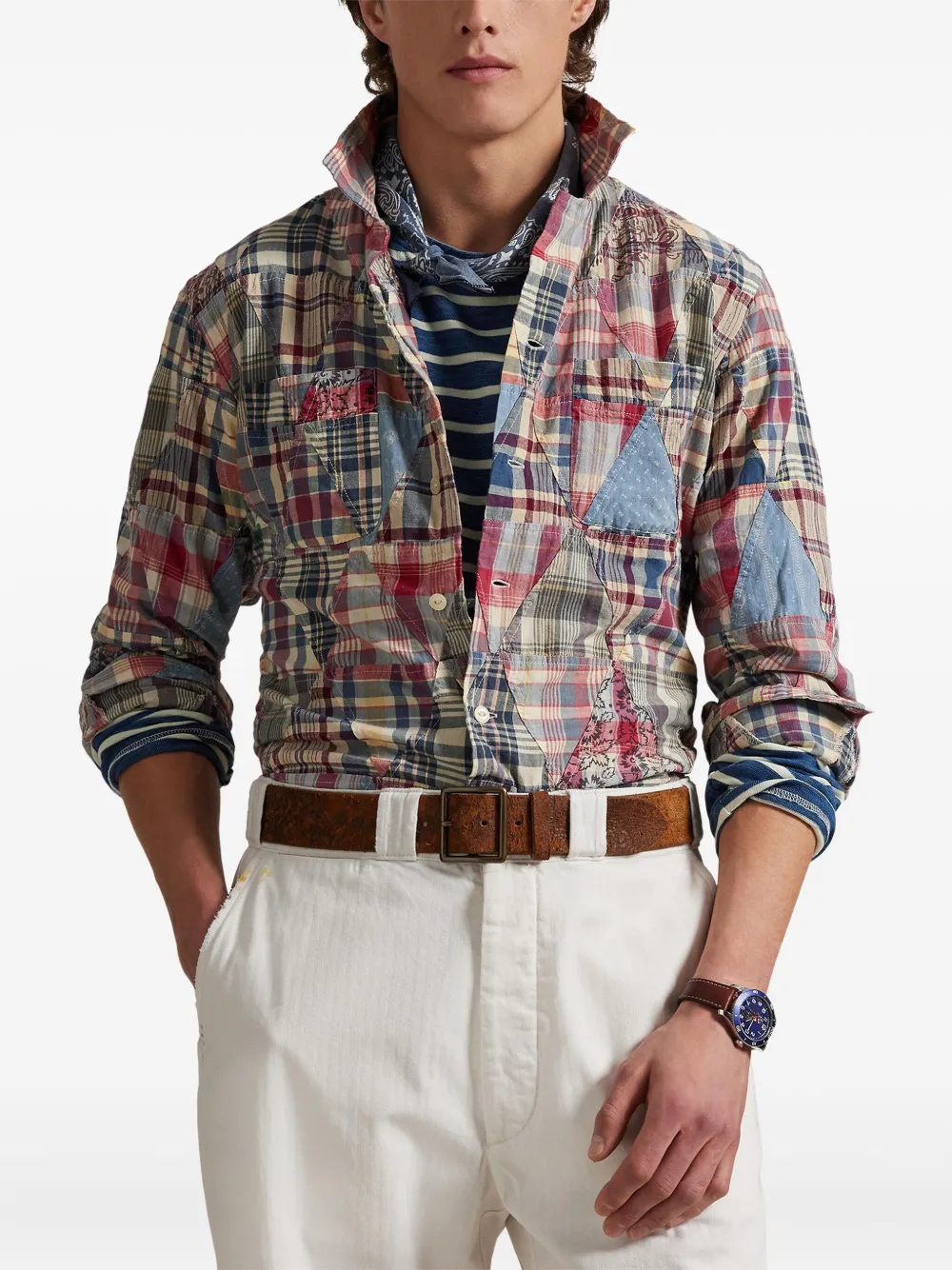 Polo Ralph Lauren Overhemd met patchwork Beige