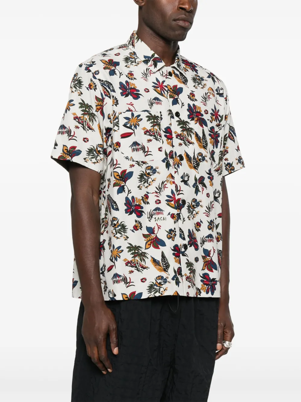 sacai Overhemd met print Beige
