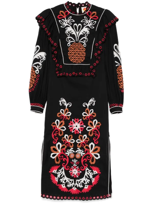 FARM Rio Cashew Mandala Richilieu Maxi Dress | Black | FARFETCH
