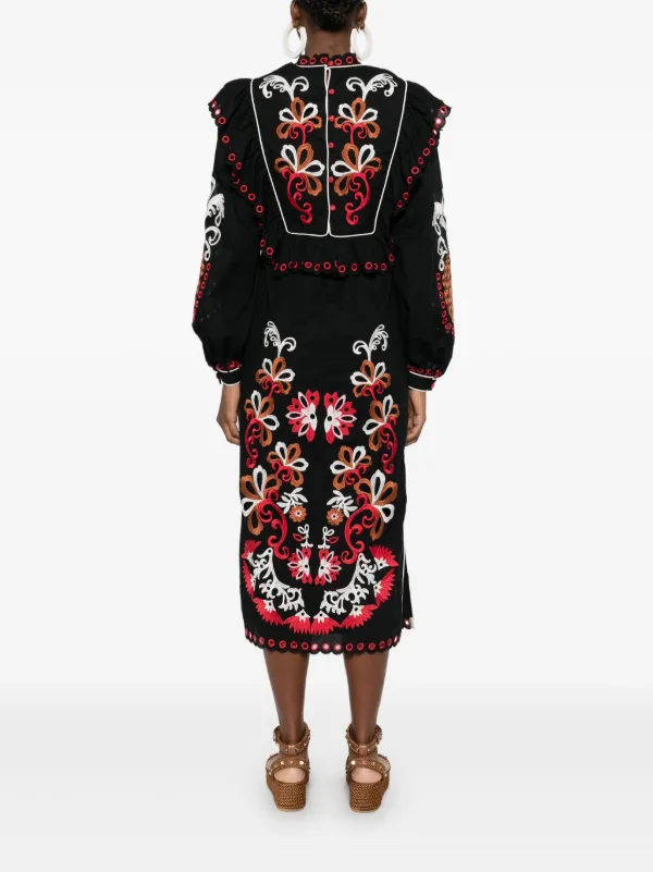 FARM Rio Cashew Mandala Richilieu Maxi Dress | Black | FARFETCH