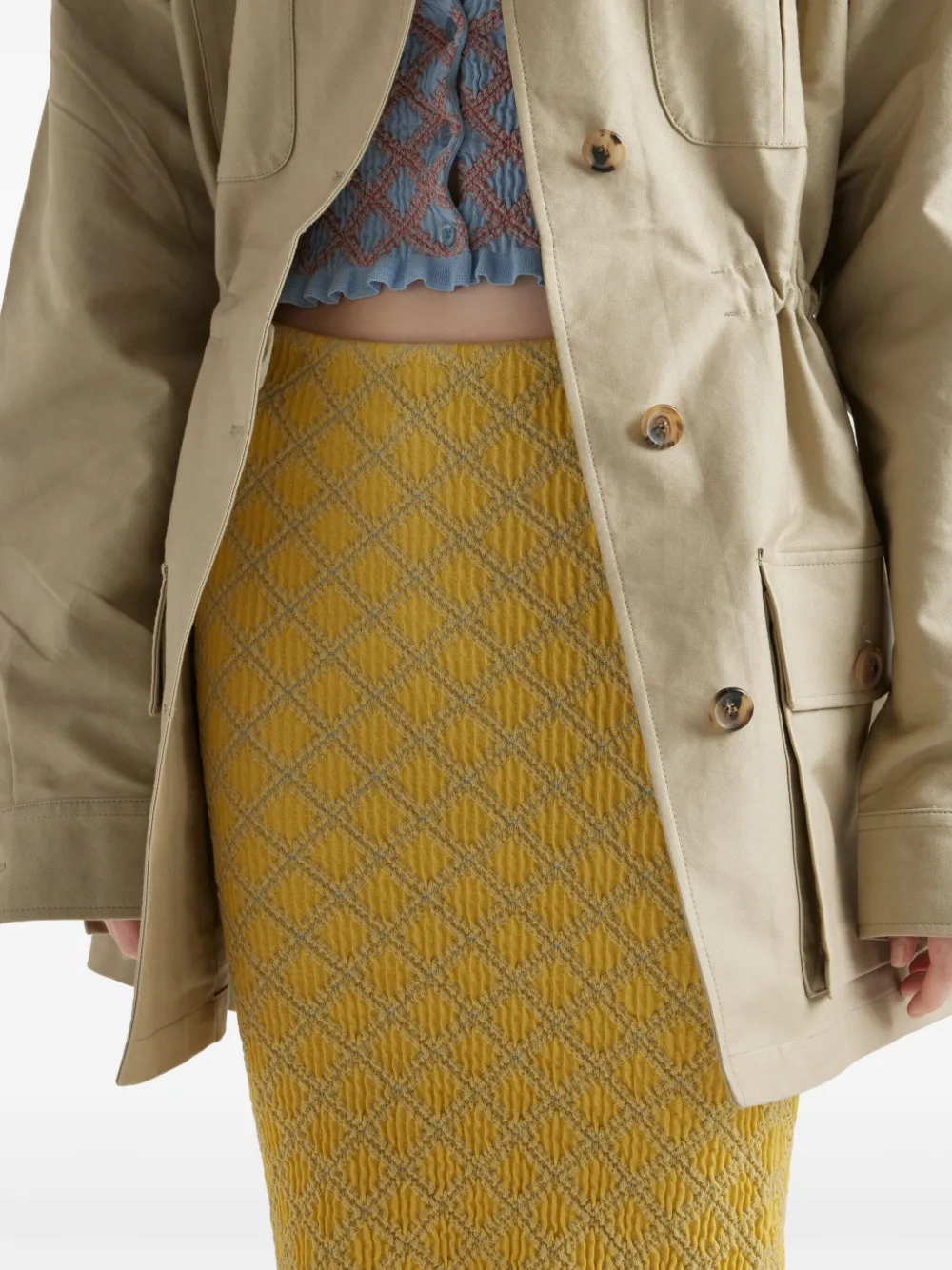 Shop Prada Cotton Skirt In Yellow