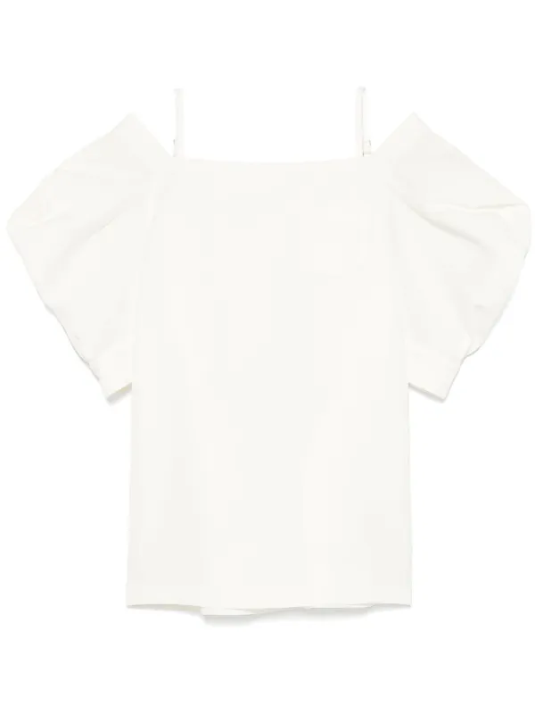 Sacai Cold-shoulder Mini Dress in White