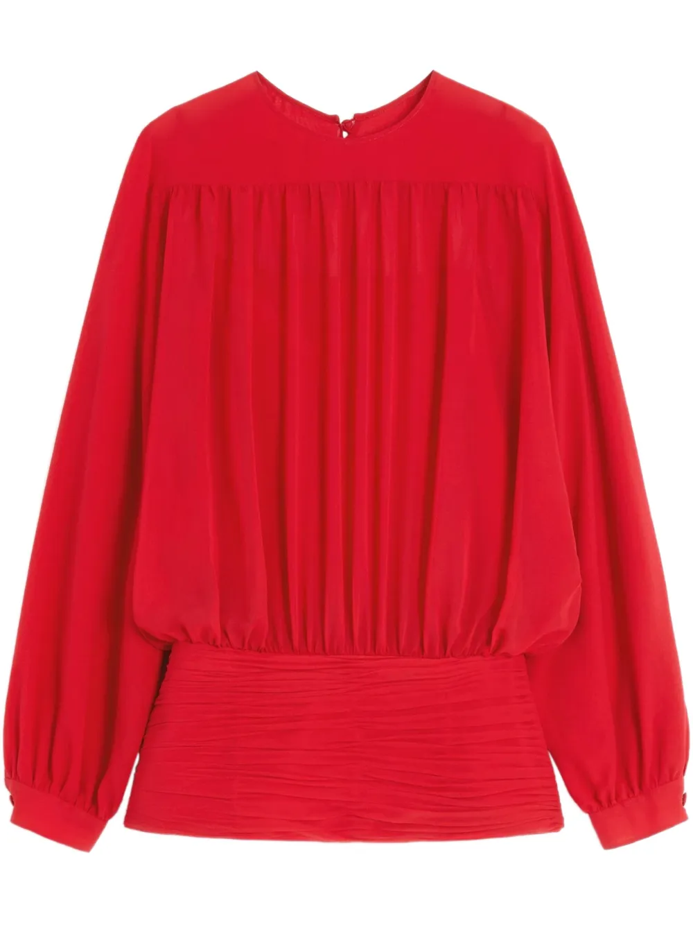 Valentino Silk Draped Blouse In Red
