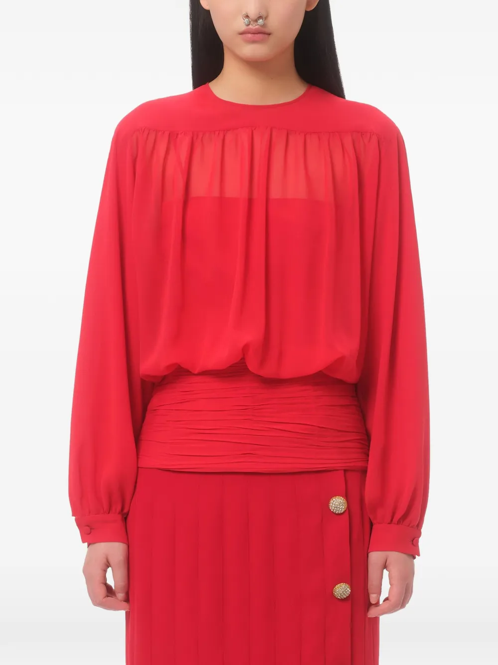  Valentino Garavani Light Georgette Blouse - Red 