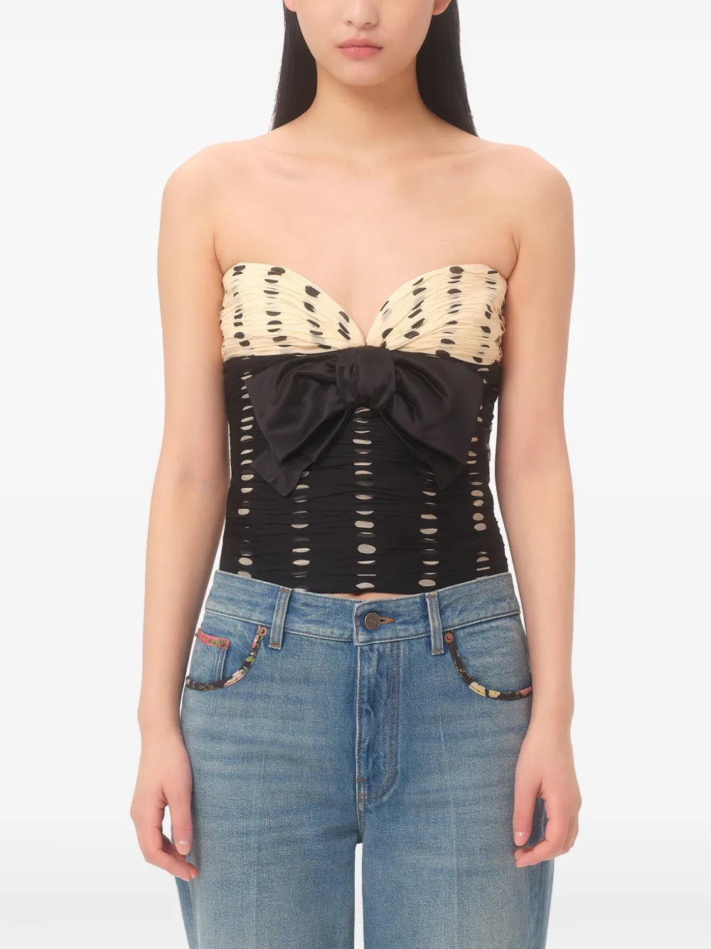 Valentino Garavani Chiffon top met stippen Zwart