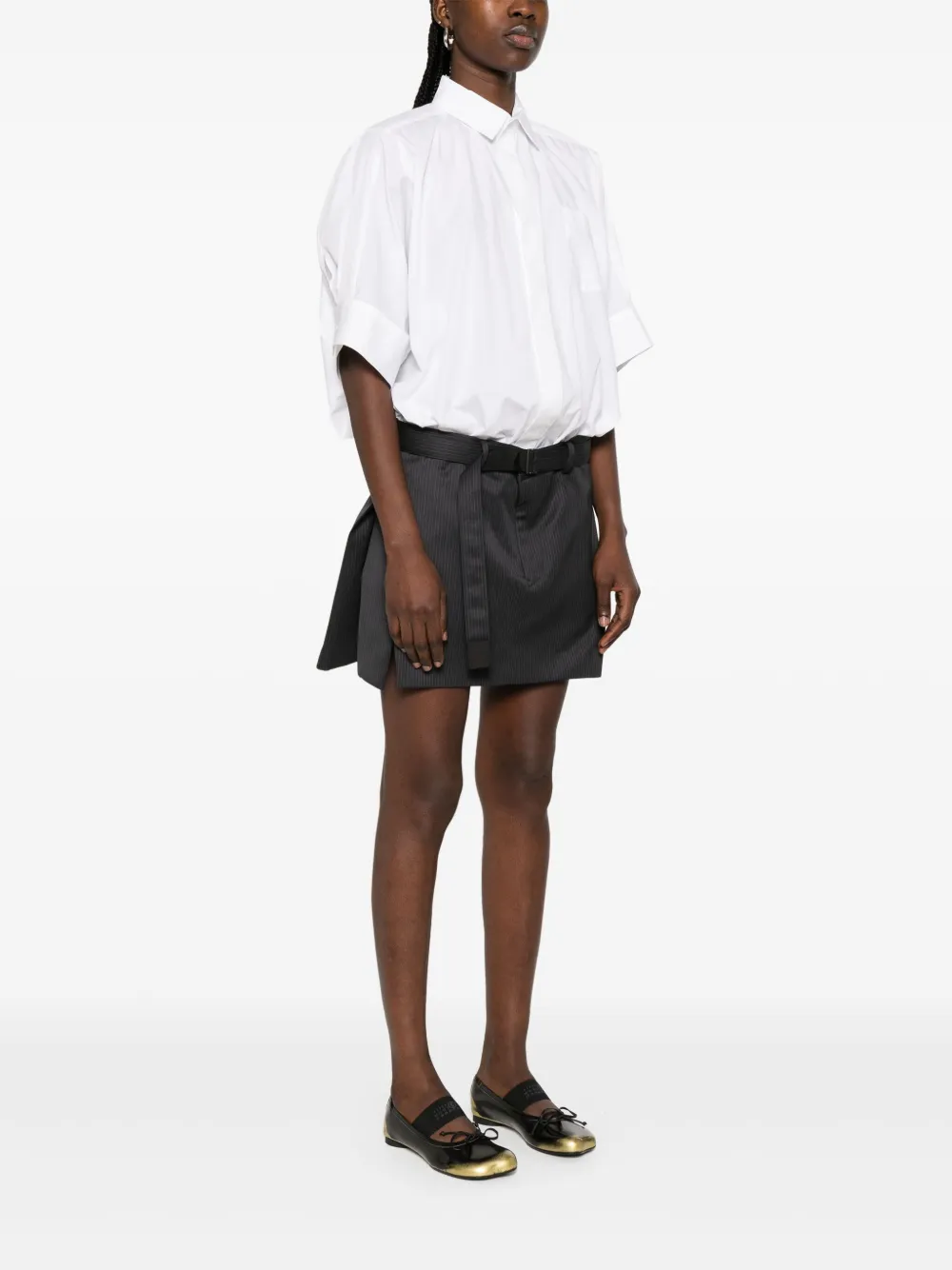 Shop Sacai Panelled Mini Dress In White