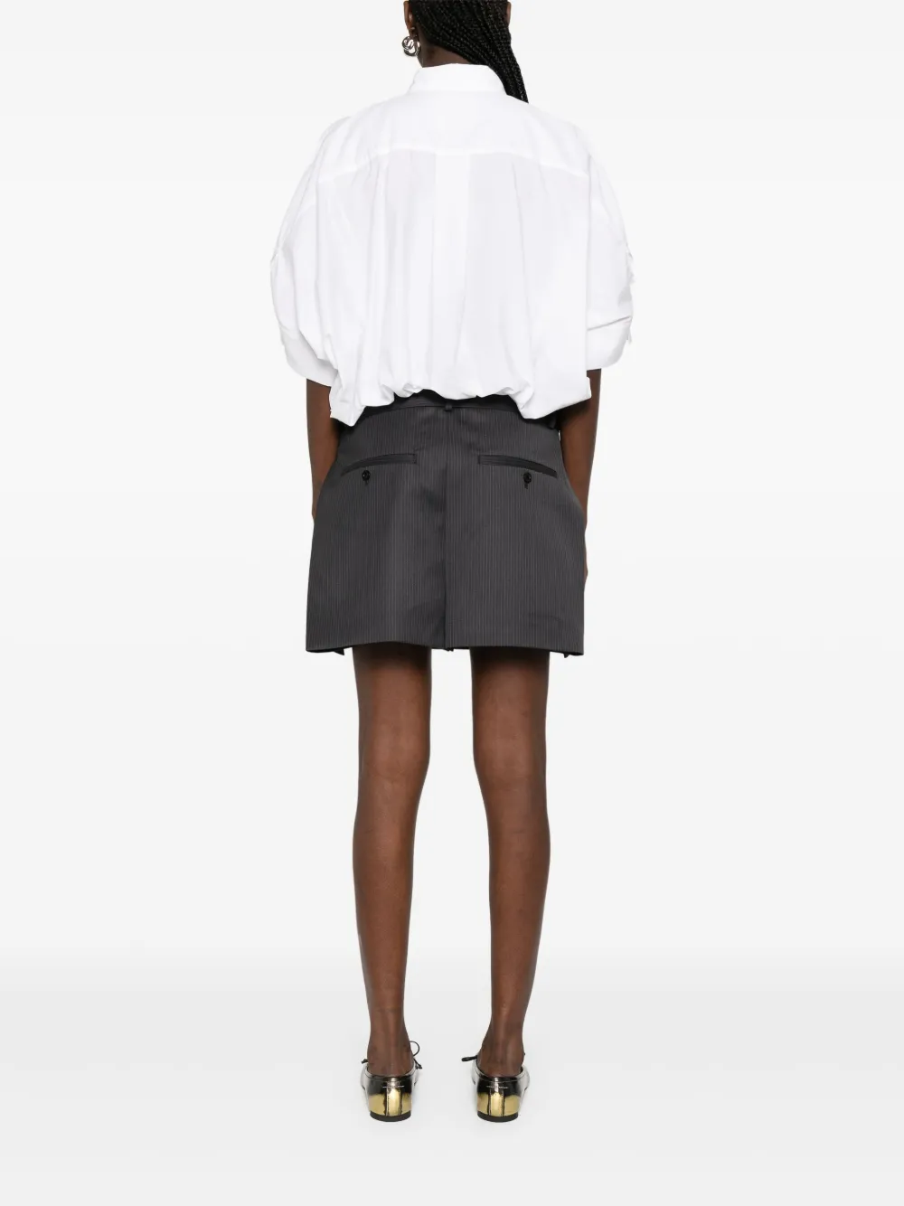Shop Sacai Panelled Mini Dress In White