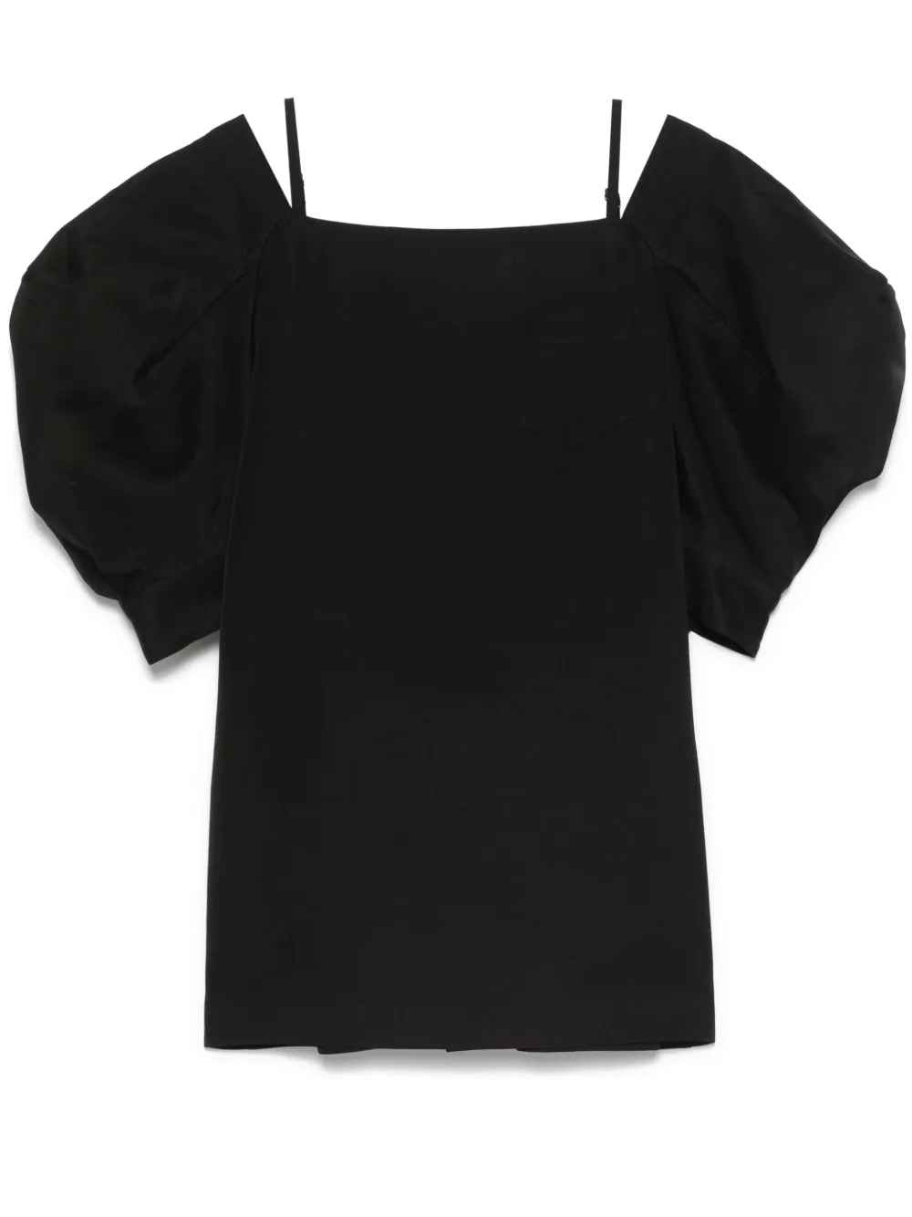 Sacai Cold-shoulder Mini Dress In Black