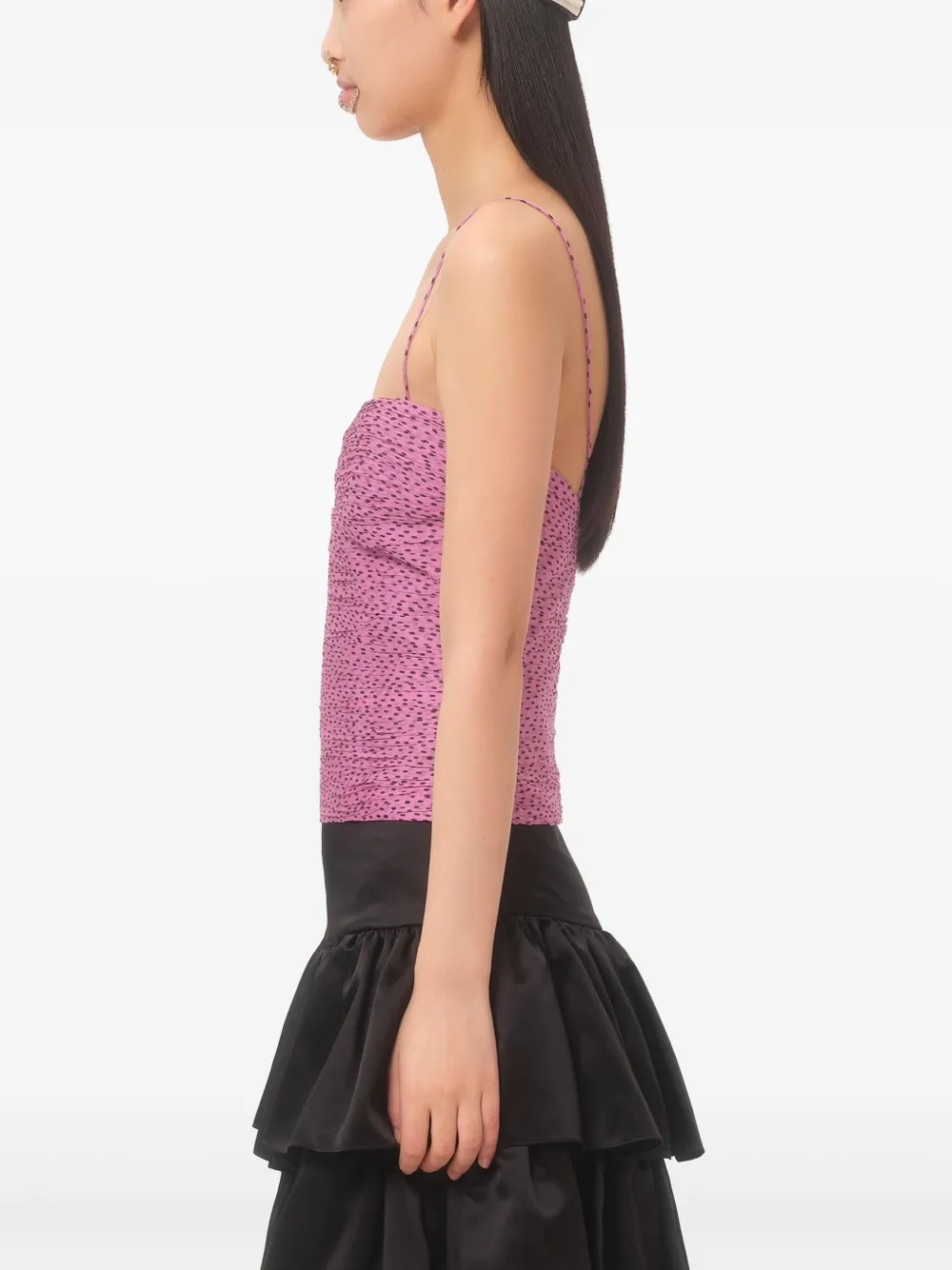 Shop Valentino Plusdepois-print Chiffon Top In Pink