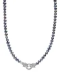 Nialaya Jewelry Double Panther Head pearl chocker - Black