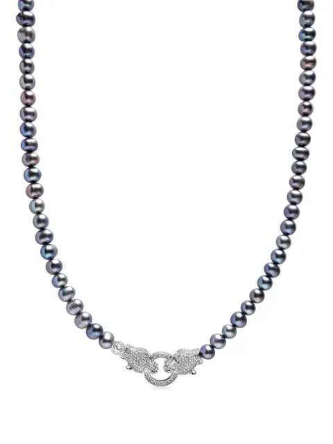 Nialaya Jewelry Double Panther Head pearl chocker