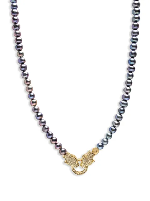 Nialaya Jewelry Double Panther Head pearl chocker