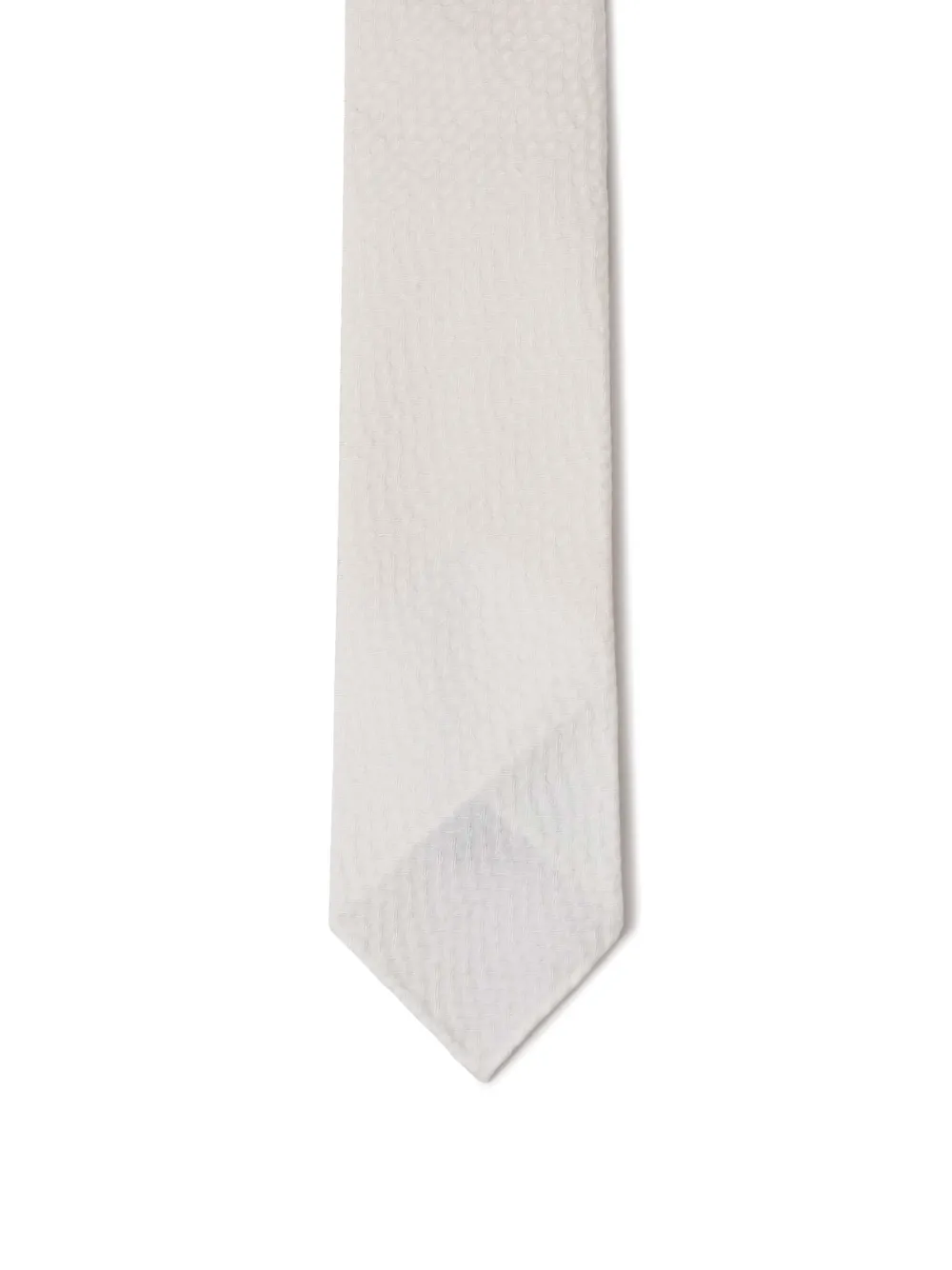 Brioni geometric-pattern textured tie - Wit