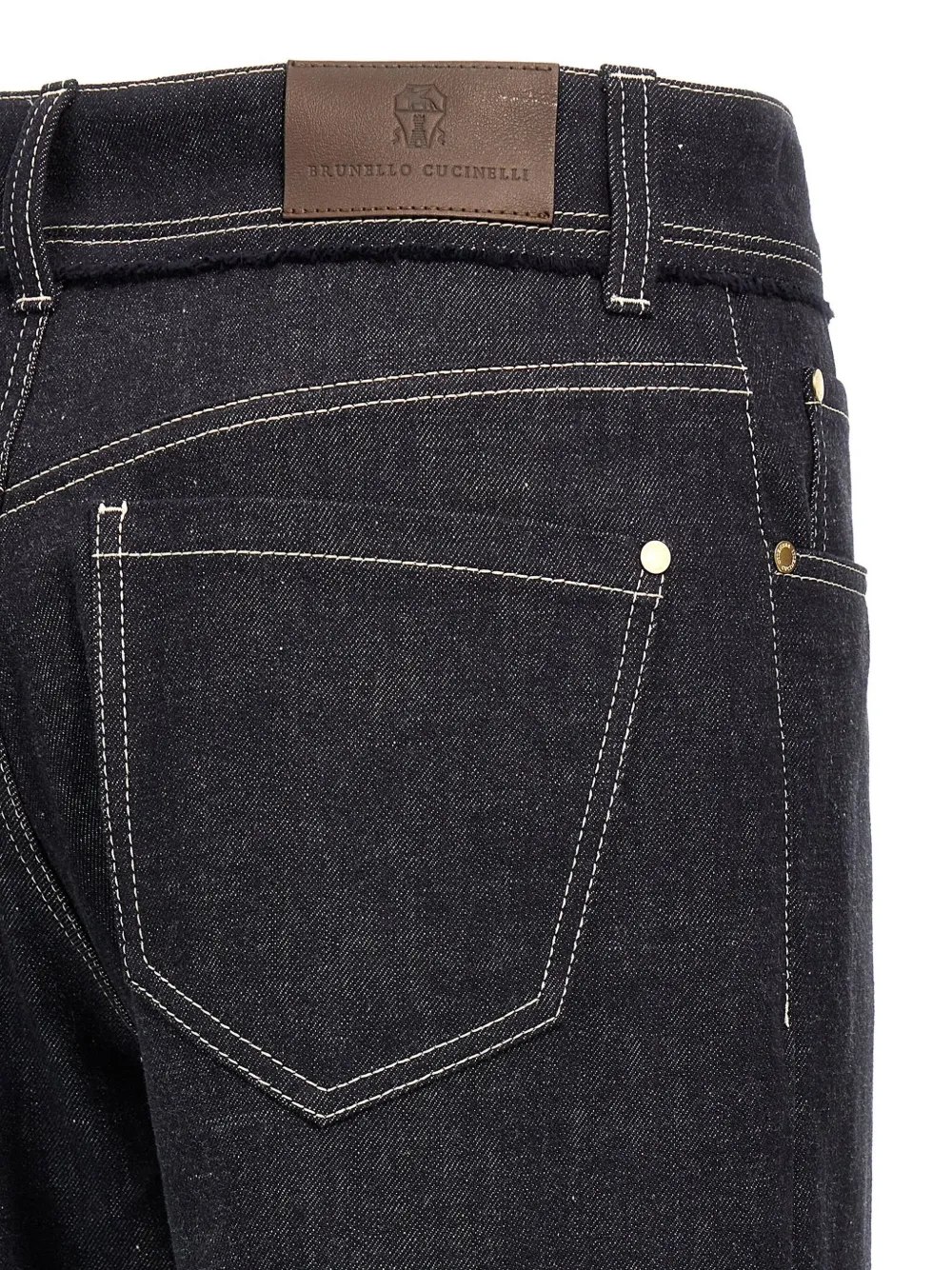 Brunello Cucinelli Women Crop Denim Trousers With Turn-ups In Blue