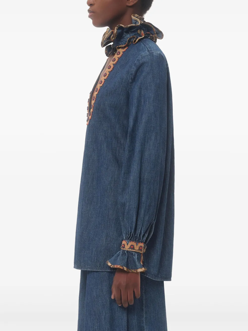 Valentino Garavani Chambray blouse met borduurwerk Blauw